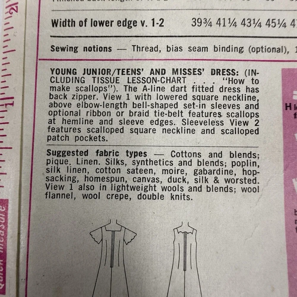 Vintage Simplicity Sewing Pattern 8012 Juniors 1960s A Line Dart Fitted Dress 11